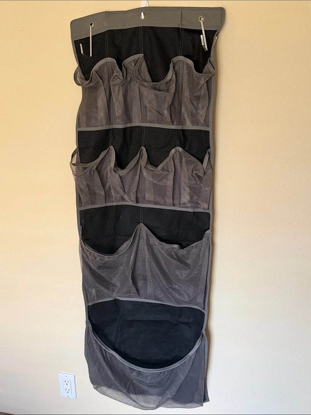 Over-the-Door Hanging Organizer - Gray Mesh Pocket Storage